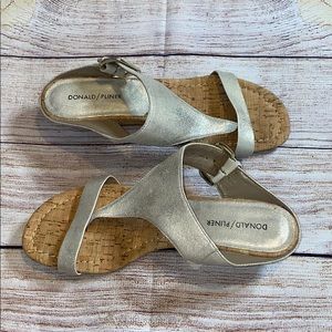 Donald Pliner Dylan Cork Wedge Sandals Pewter